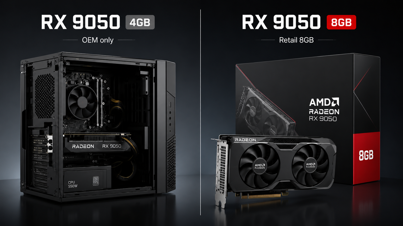 AMD RX 9050 4GB OEM-Only vs 8GB Retail